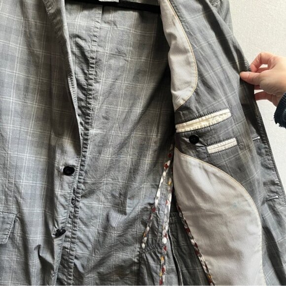 Hugo Boss Miltoz lightweight cotton checker plaid blazer Sz 38R - Picture 4 of 11